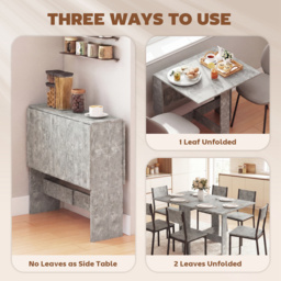HOMCOM Folding Dining Table, Space-Saving Drop Leaf Kitchen Table for 4-6 People Grey - thumbnail 5