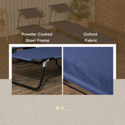 Outsunny 2 Piece Folding Sun Loungers with Canopy, Adjustable Recliner Garden Chairs with Side Pocket for Outdoor, Pool, Beach, Garden, Dark Blue - thumbnail 7