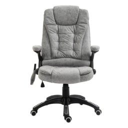 Vinsetto Heated Massage Recliner: 6 Massage Points, Microfiber, 360° Swivel, Slate Grey - Aosom UK