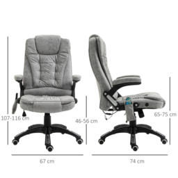 Vinsetto Heated Massage Recliner: 6 Massage Points, Microfiber, 360° Swivel, Slate Grey - Aosom UK - thumbnail 3
