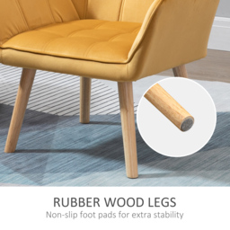 HOMCOM Accent Armchair Duo: Plush Padded Seating with Slanted Back, Iron Frame & Wooden Legs, Sunshine Yellow - Aosom UK - thumbnail 6