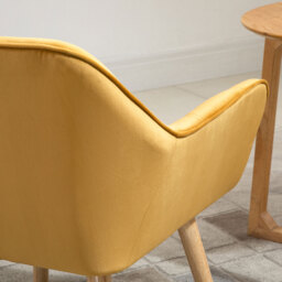 HOMCOM Accent Armchair Duo: Plush Padded Seating with Slanted Back, Iron Frame & Wooden Legs, Sunshine Yellow - Aosom UK - thumbnail 9