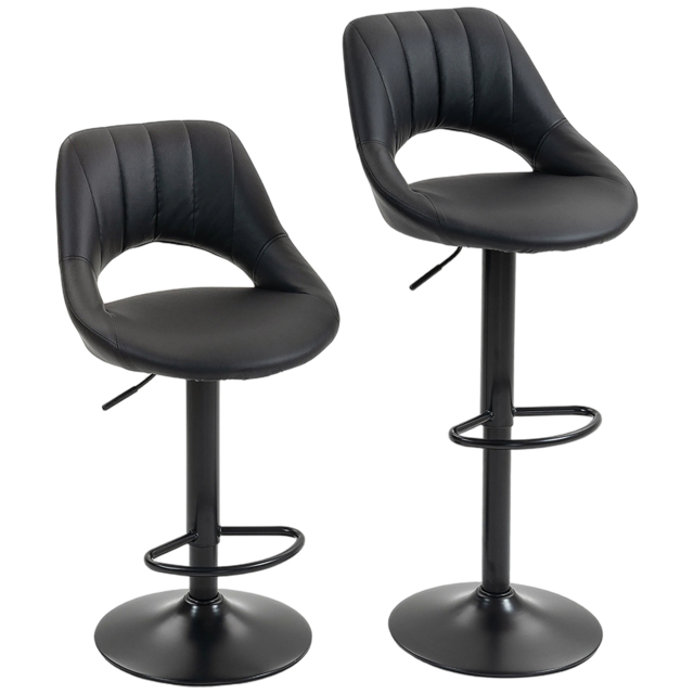 HOMCOM Set of Two Faux Leather Bar Stools - Black - image 1