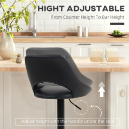 HOMCOM Set of Two Faux Leather Bar Stools - Black - thumbnail 5