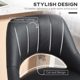 HOMCOM Set of Two Faux Leather Bar Stools - Black - thumbnail 7