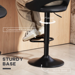 HOMCOM Set of Two Faux Leather Bar Stools - Black - thumbnail 6