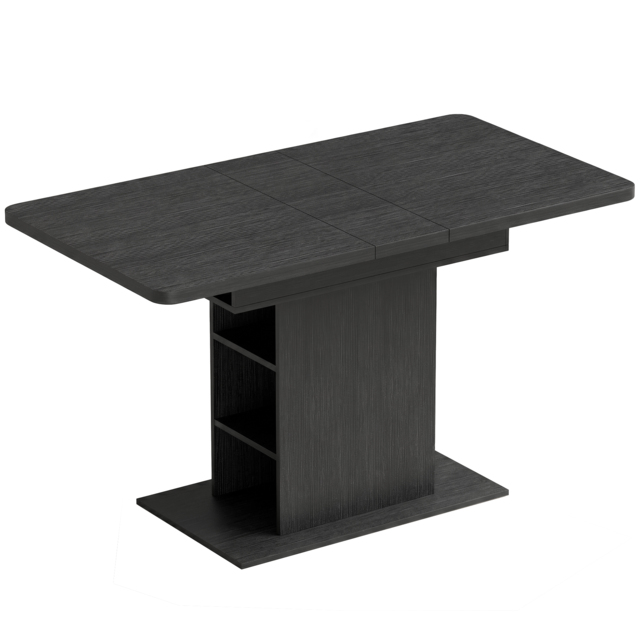 HOMCOM Extendable Dining Table for 4-6 People, 110-130cm Kitchen Table with 6 Open Shelves, Black - image 1