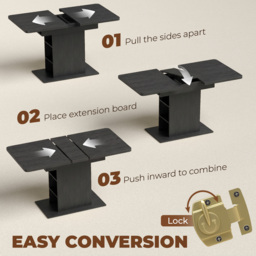 HOMCOM Extendable Dining Table for 4-6 People, 110-130cm Kitchen Table with 6 Open Shelves, Black - thumbnail 5
