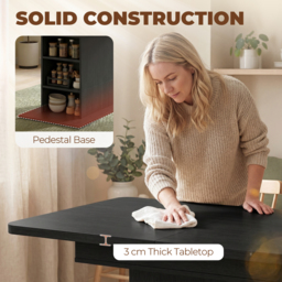 HOMCOM Extendable Dining Table for 4-6 People, 110-130cm Kitchen Table with 6 Open Shelves, Black - thumbnail 8