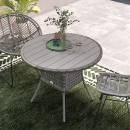 Outsunny 90cm Four-Person Wood-Effect Rattan Table - Grey - thumbnail 8