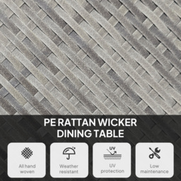 Outsunny 90cm Four-Person Wood-Effect Rattan Table - Grey - thumbnail 4