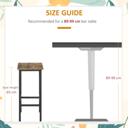 HOMCOM Industrial Bar Chair: Set of 2 Rustic Bar Stools with Footrest, for Dining Area, Home Pub, Counter Bar Stool, Brown - Aosom UK - thumbnail 7