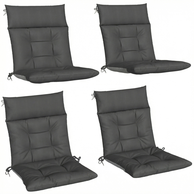 Outsunny Patio Chair Cushions Set of 4, Waterproof Non-Slip Lounge Chair Cushions, 112x53cm, Dark Grey - image 1