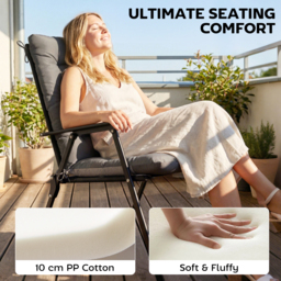 Outsunny Patio Chair Cushions Set of 4, Waterproof Non-Slip Lounge Chair Cushions, 112x53cm, Dark Grey - thumbnail 4
