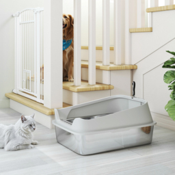 PawHut XXL Stainless Steel Cat Litter Box with High Sides, Scoop, 70 x 50 x 30 cm - thumbnail 9