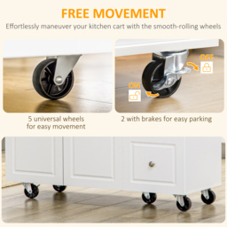 HOMCOM Drop-Leaf Kitchen Island on Wheels Utility Storage Cart with Drawers & Cabinet for Kitchen, Dining & Living Room - thumbnail 7