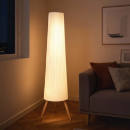 HOMCOM Dimmable Tripod Floor Lamp with Foot Switch, Nordic Standing Lamp with Wood Legs and Fabric Shade for Living Room, Bedroom, Office, 153cm, White - thumbnail 7