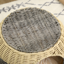 PawHut Wicker Cat Bed, Rattan Raised Cosy Kitten Cave, with Soft Washable Cushion, 妗?0 x 30cm - Aosom UK - thumbnail 9