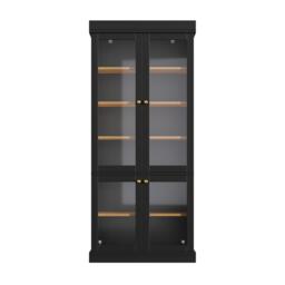 Modern Display Cabinet with Height-Adjustable Shelves, LED Lighted Tall Showcase for Industrial Interiors, 80L x 40W x 180H cm, Black - Aosom UK - thumbnail 2