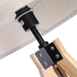 HOMCOM Floor Standing Lamp, Floor Lights with Cylinder Shaped Linen lampshade, Tripod-Style Wooden Base, Brown and Beige - Aosom UK - thumbnail 9