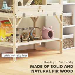 PawHut 2 Tier Wooden Hamster Cage with Shelf and Openable Top - thumbnail 7