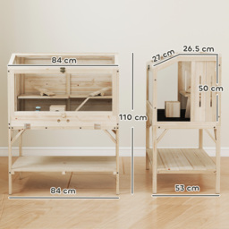 PawHut 2 Tier Wooden Hamster Cage with Shelf and Openable Top - thumbnail 3