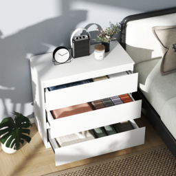 HOMCOM Chest of Drawers, 3-Drawer Storage Organiser Unit for Bedroom, Living Room, White - Aosom UK - thumbnail 8