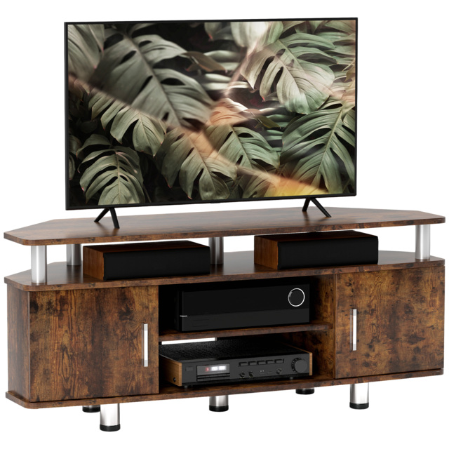 HOMCOM TV Unit Cabinet for TVs up to 55 Inches with Storage Shelves and Cupboard, Entertainment Centre for Living Room, Rustic Brown - image 1