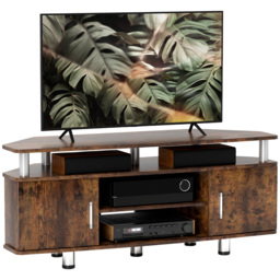 HOMCOM TV Unit Cabinet for TVs up to 55 Inches with Storage Shelves and Cupboard, Entertainment Centre for Living Room, Rustic Brown - thumbnail 1