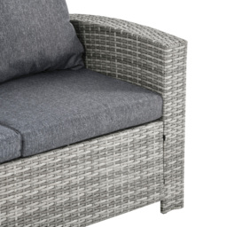 Outsunny 7-Seater Rattan Dining Set Sofa Table Garden Rattan Furniture Footstool Outdoor w/ Cushion, Grey - Aosom UK - thumbnail 8