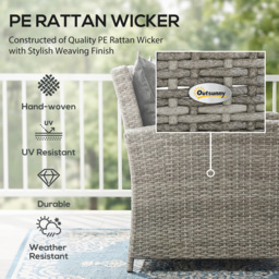 Outsunny 7-Seater Rattan Dining Set Sofa Table Garden Rattan Furniture Footstool Outdoor w/ Cushion, Grey - Aosom UK - thumbnail 4