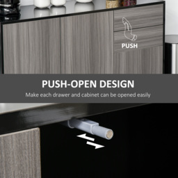 HOMCOM Sideboard High Gloss, 2 Drawer Push-Open Cabinet for Living Room, Bedroom, Light Grey and Black - Aosom UK - thumbnail 6