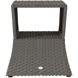 Outsunny Rattan Outdoor Coffee Table, Wicker Garden Patio Bistro Side Table with Umbrella Hole and Storage Space, Dark Grey - thumbnail 1