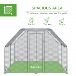 PawHut Chicken Run with Roof, Walk In Chicken Coop Run Cage for 10-12 Chickens, Hen House Duck Pen Outdoor, 380x280x195 cm - thumbnail 4