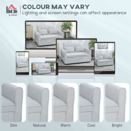 HOMCOM 2 Seater Sofa Bed, 3-in-1 Convertible Sleeper Sofa with Click-clack Adjustable Backrest and 2 Pillows, Light Grey - thumbnail 7