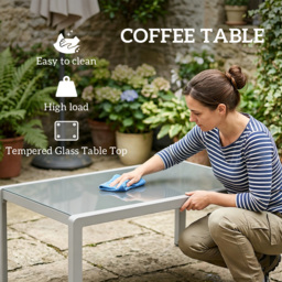 Outsunny Five-Piece Aluminium Garden Sofa Set, with Glass-Top Table - Grey - Aosom UK - thumbnail 6