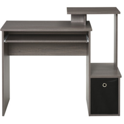 HOMCOM Computer Table with Sliding Keyboard Tray, Storage Drawer & Shelf, Home Office PC Desk, Computer Desk, Grey - Aosom UK - thumbnail 8