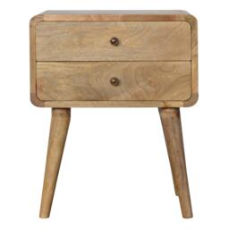 100 % Solid Mango Wood Bedside Table with 2 Smooth-Gliding Drawers, Hand-finished Desk with Nordic Legs, 35L x 45W x 55H cm, Brown - Aosom UK - thumbnail 2