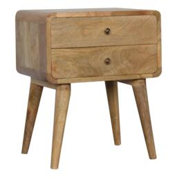 100 % Solid Mango Wood Bedside Table with 2 Smooth-Gliding Drawers, Hand-finished Desk with Nordic Legs, 35L x 45W x 55H cm, Brown - Aosom UK - thumbnail 6