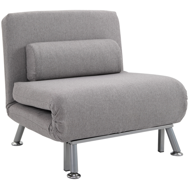 HOMCOM Single Sofa Bed Futon Chair Sleeper, Foldable Portable Lounge Couch, Living Room Furniture Grey - image 1