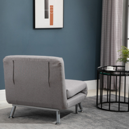 HOMCOM Single Sofa Bed Futon Chair Sleeper, Foldable Portable Lounge Couch, Living Room Furniture Grey - thumbnail 8
