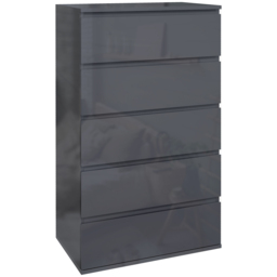 HOMCOM High Gloss Chest of Drawers, 5-Drawer Storage Cabinets, Modern Dresser, Storage Drawer Unit for Bedroom - Aosom UK