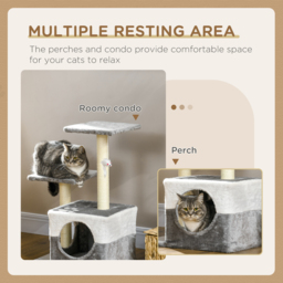 PawHut Deluxe Cat Climber: Sisal Scratching Posts, Cosy Condo, Elevated Perches & Playful Mouse, Sleek Grey - Aosom UK - thumbnail 5