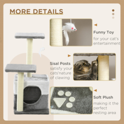 PawHut Deluxe Cat Climber: Sisal Scratching Posts, Cosy Condo, Elevated Perches & Playful Mouse, Sleek Grey - Aosom UK - thumbnail 6