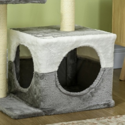 PawHut Deluxe Cat Climber: Sisal Scratching Posts, Cosy Condo, Elevated Perches & Playful Mouse, Sleek Grey - Aosom UK - thumbnail 8