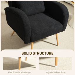 HOMCOM Teddy Fleece Accent Chair - Black - thumbnail 5