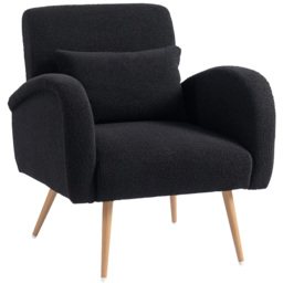 HOMCOM Teddy Fleece Accent Chair - Black - thumbnail 1