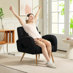 HOMCOM Teddy Fleece Accent Chair - Black - thumbnail 7
