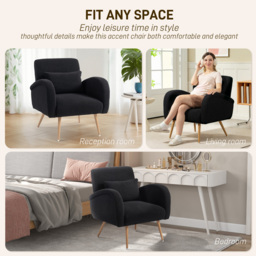 HOMCOM Teddy Fleece Accent Chair - Black - thumbnail 6