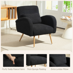 HOMCOM Teddy Fleece Accent Chair - Black - thumbnail 4